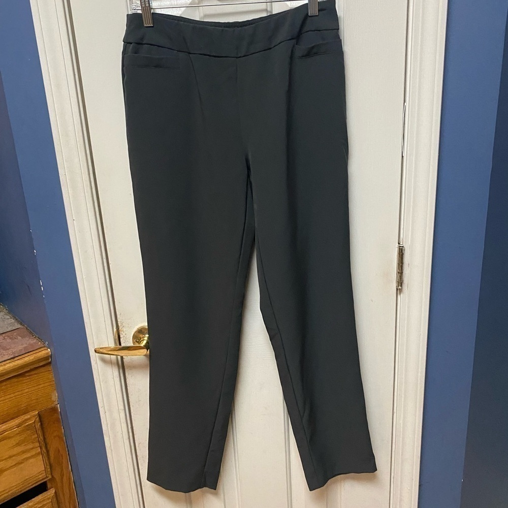 Zac & Rachel Women's dark gray Career business faux pockets straight leg pants 8